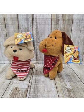 Vintage 1998 Bob Evans Restaurant Biscuit 'n Gravy Puppy Plushes New With Tags